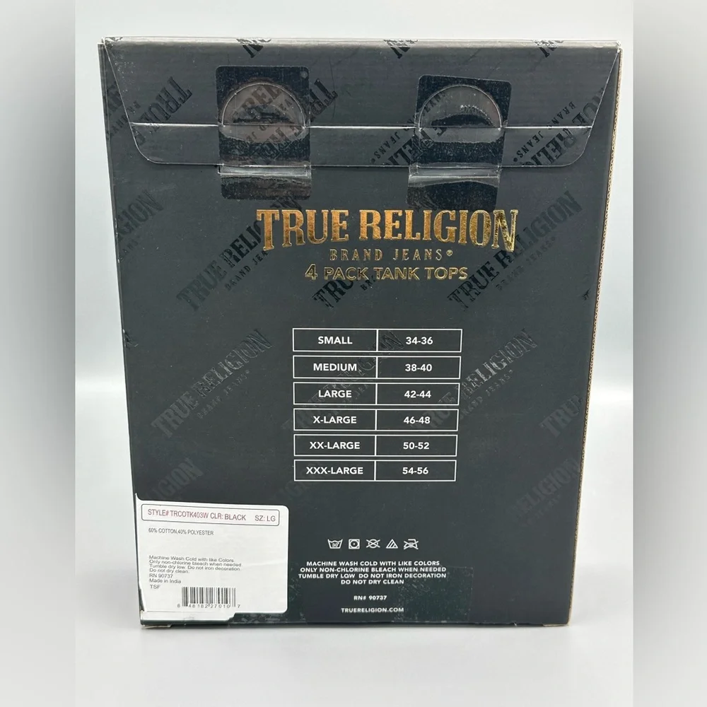 TRUE RELIGION TANK TOPS-BLACK